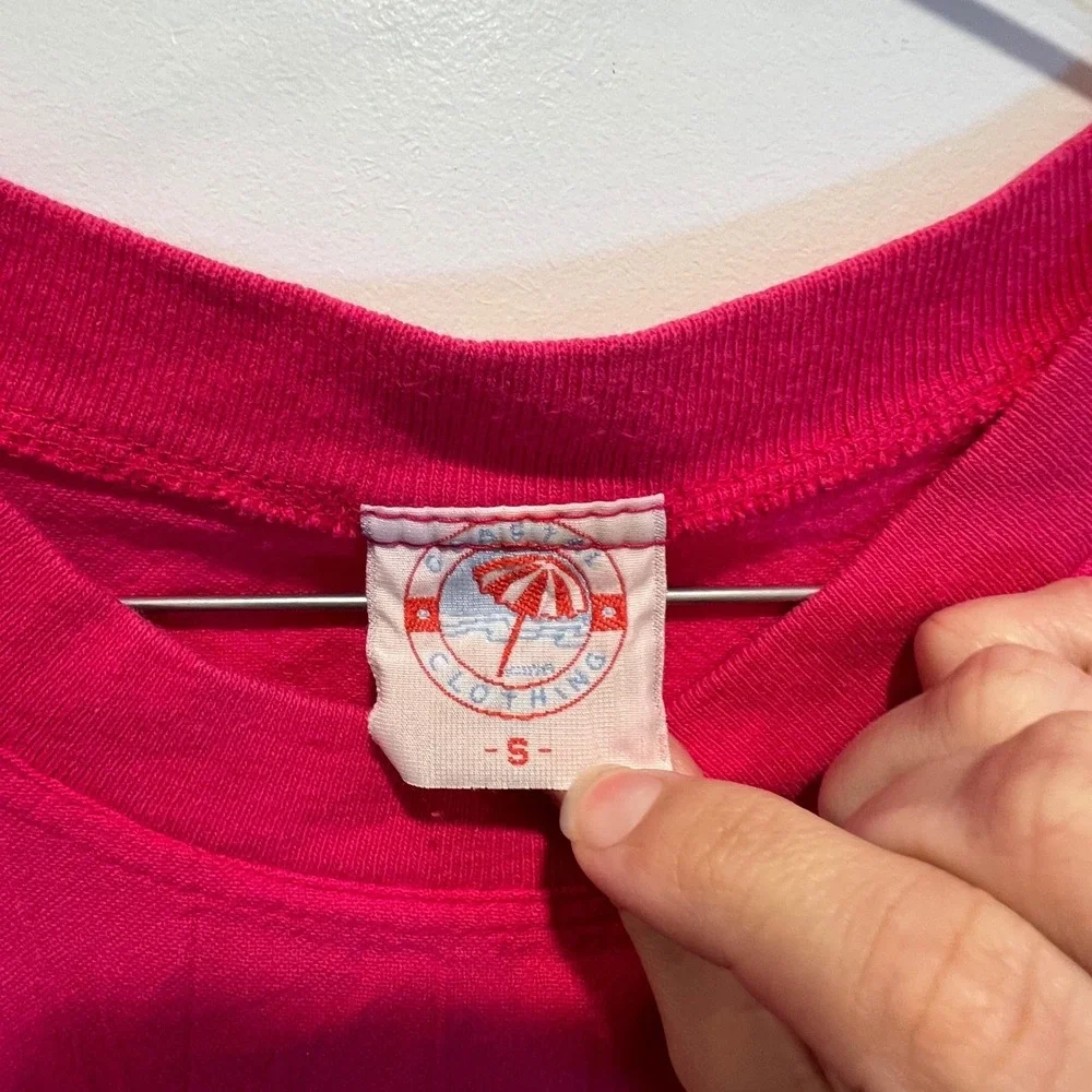 Coastline Clothing Mens T-Shirt‎ Pocket Single Stitch Pink Small Vintage